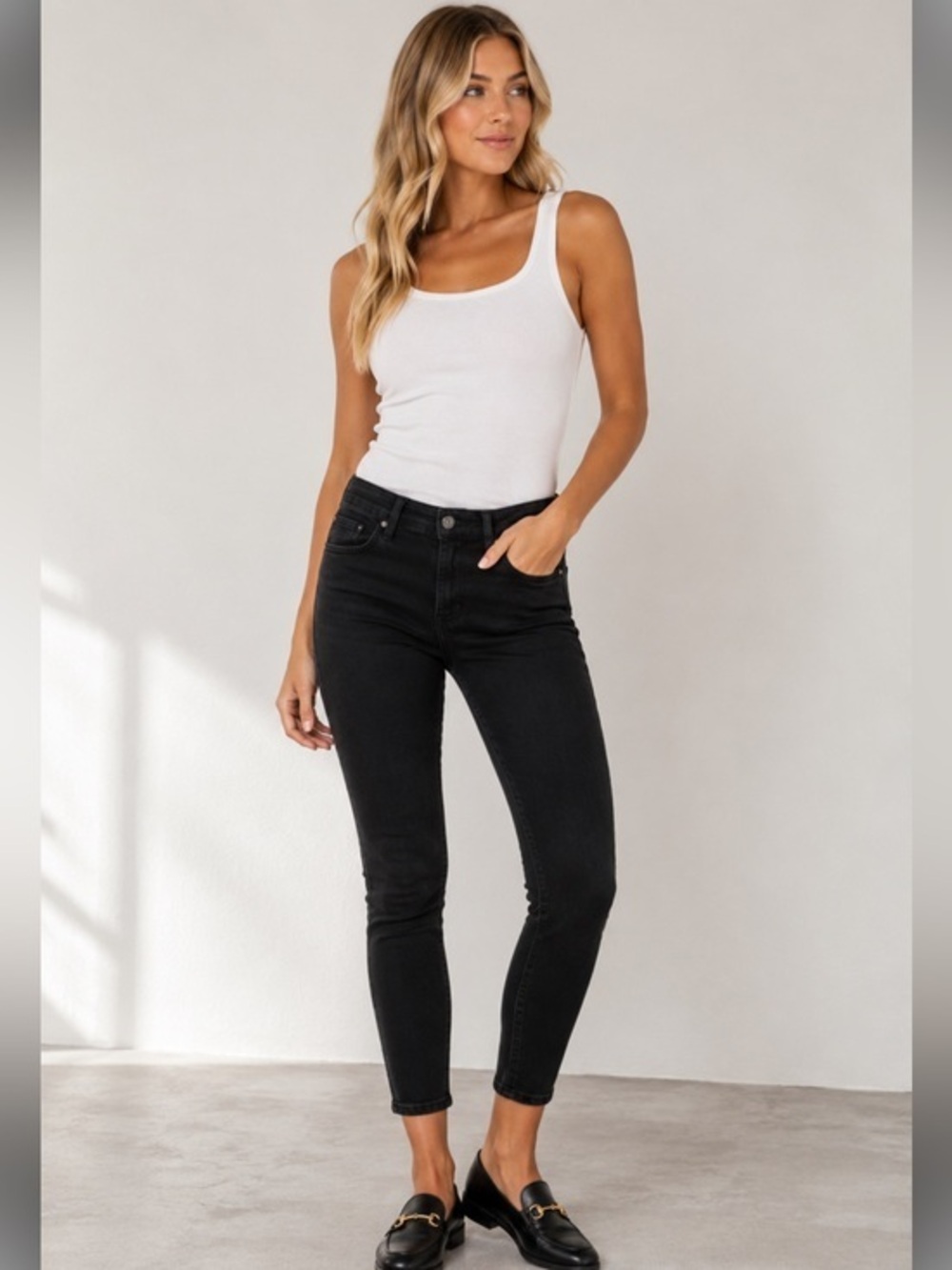 Acne Studios Skin 5 Black Skinny Jeans Women’s 28 Cropped Stretch Denim Jeans